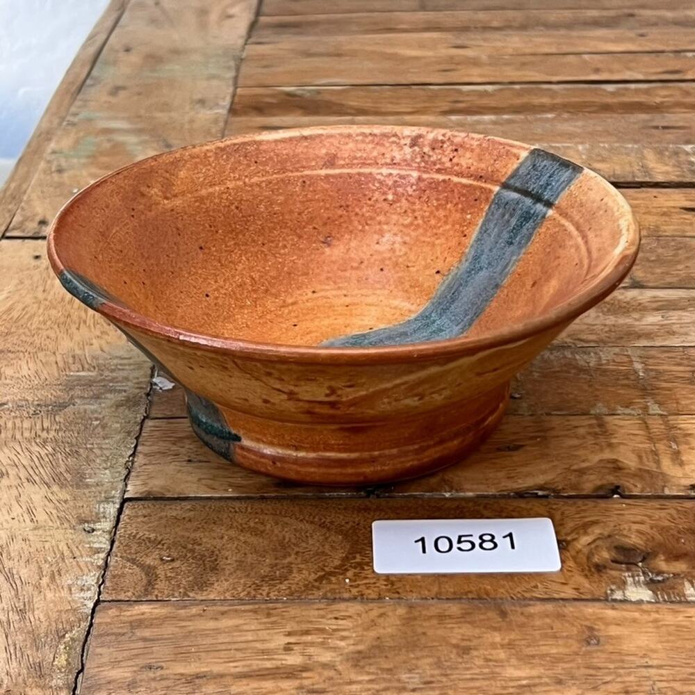 Art Studio Pottery Bowl Warm Tones Single Stripe MCM 6.75" - Picture 16 of 16